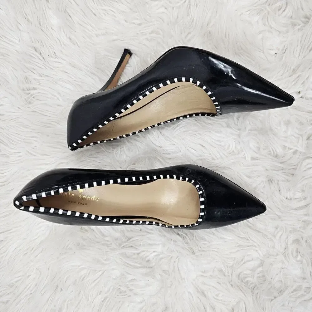 Kate Spade New York Patent Leather Pointed Toe Pina Pumps Black Women's Size 10B